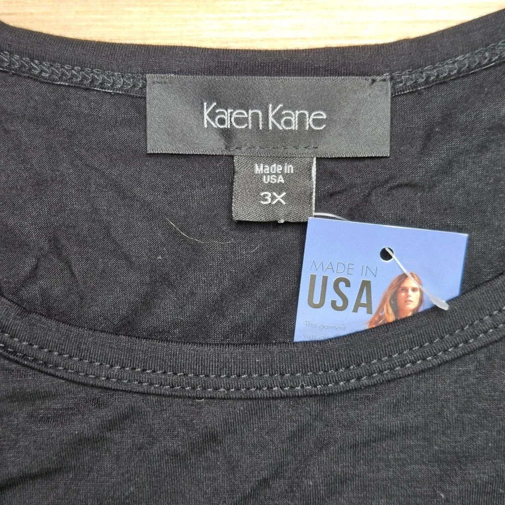 Karen Kane Asymmetrical Top Womens 3X Boho Chic‎ Hem Black 1L94696W NEW